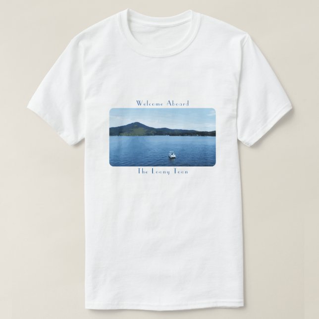 Personalized Colourful Boat Apparel Pontoon Lake T-Shirt (Design Front)