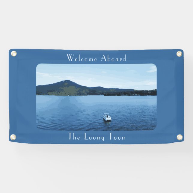 Personalized Colourful Boat Decor Pontoon Lake Banner (Horizontal)