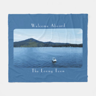 Personalized Colourful Boat Decor Pontoon Lake Fleece Blanket