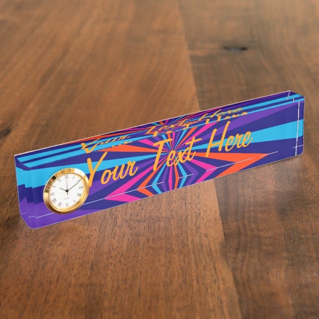 Personalized Colourful Burst Spinning Wheel Design Nameplate (Side)