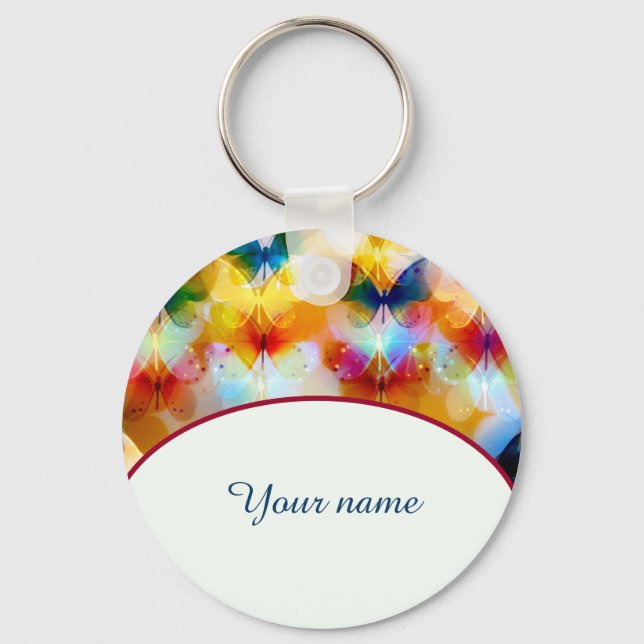 Personalized colourful butterflies keychain (Front)