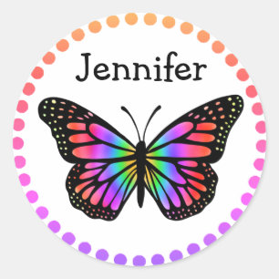 Personalized Colourful Butterfly  Classic Round Sticker