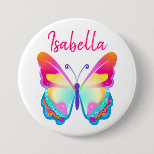 Personalized Colourful Butterfly Personalized Name 3 Inch Round Button