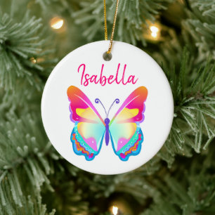 Personalized Colourful Butterfly Personalized Name Ceramic Ornament