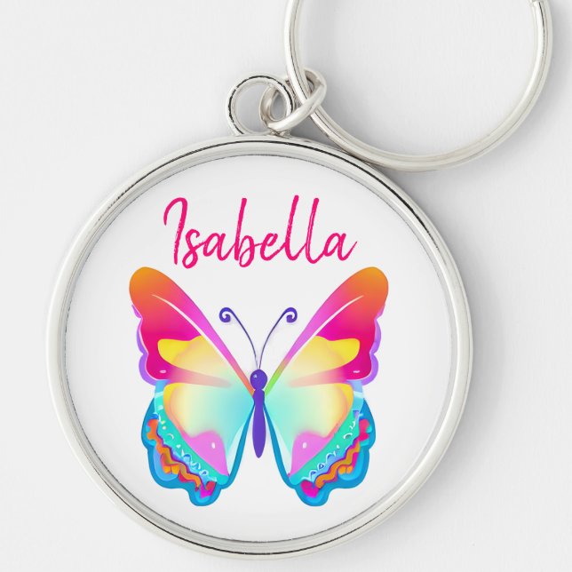 Personalized Colourful Butterfly Personalized Name Keychain (Front)