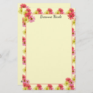Personalized Colourful Cactus Zinnia 5.5 x 8.5 Stationery