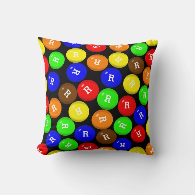 Personalized Colourful Candy Coated Chocolates Throw Pillow (Front)