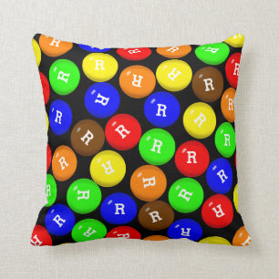 Personalized Colourful Candy Coated Chocolates Throw Pillow