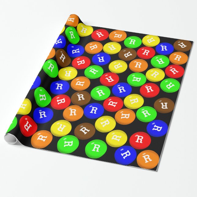 Personalized Colourful Candy Coated Chocolates Wrapping Paper (Unrolled)