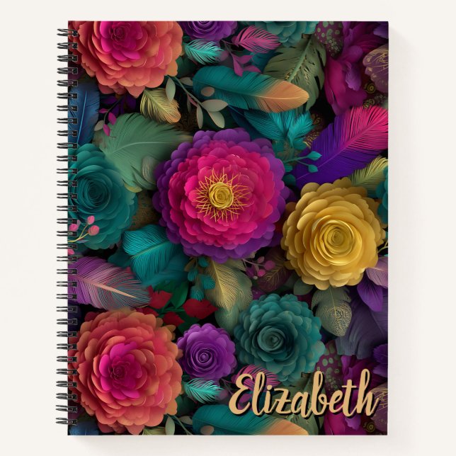 Personalized Colourful Carnival Flower Garden Notebook (Front)