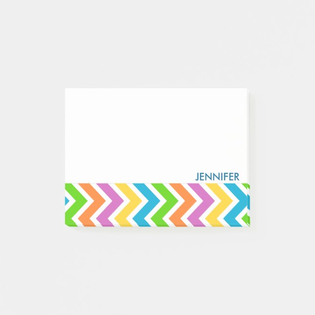 Personalized Colourful Chevron Pattern Post-it Notes (Front)