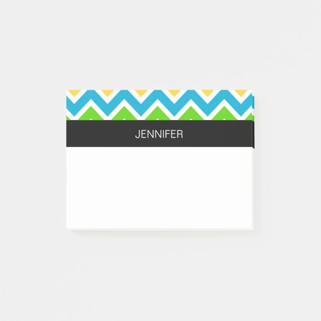 Personalized Colourful Chevron Pattern Post-it Notes (Front)