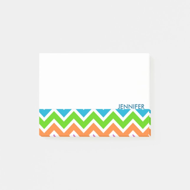 Personalized Colourful Chevron Pattern Post-it Notes (Front)