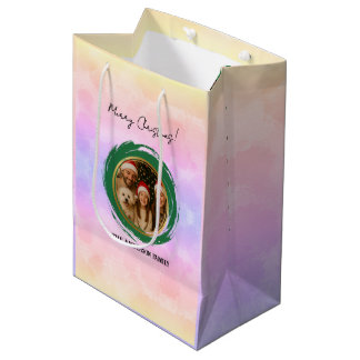 Personalized Colourful Christmas Medium Gift Bag
