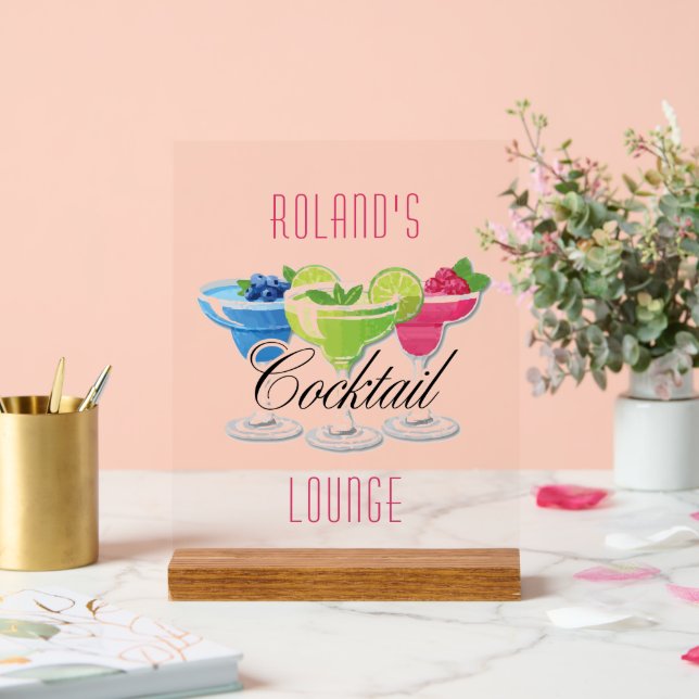 Personalized Colourful Cocktail Acrylic Sign (Wedding)