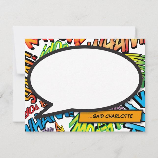 Personalized Colourful Comic Book Speech Bubble Card (Front)