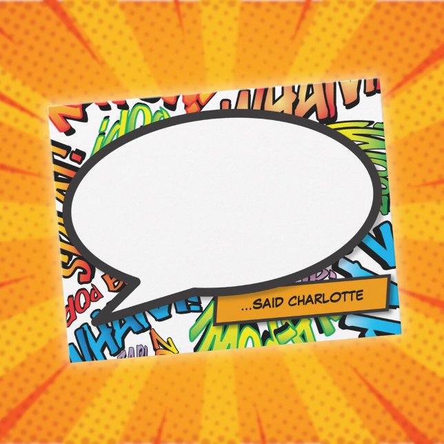 Personalized Colourful Comic Book Speech Bubble Card (Personalized Colorful Comic Book Speech Bubble Note Card)
