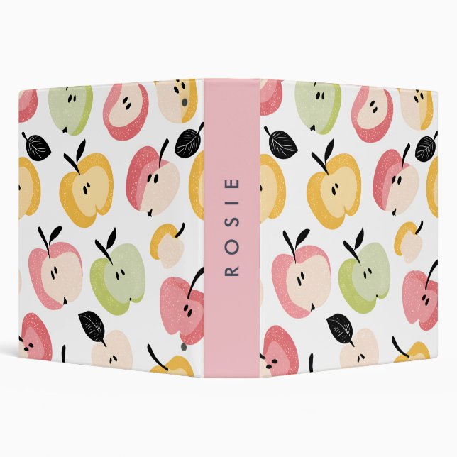 Personalized Colourful Cute Apple Pattern  Binder (Background)
