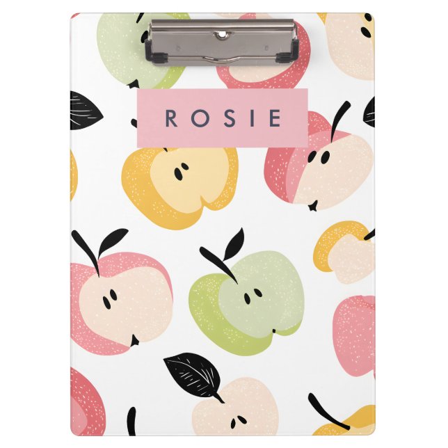 Personalized Colourful Cute Apple Pattern  Clipboard (Front)