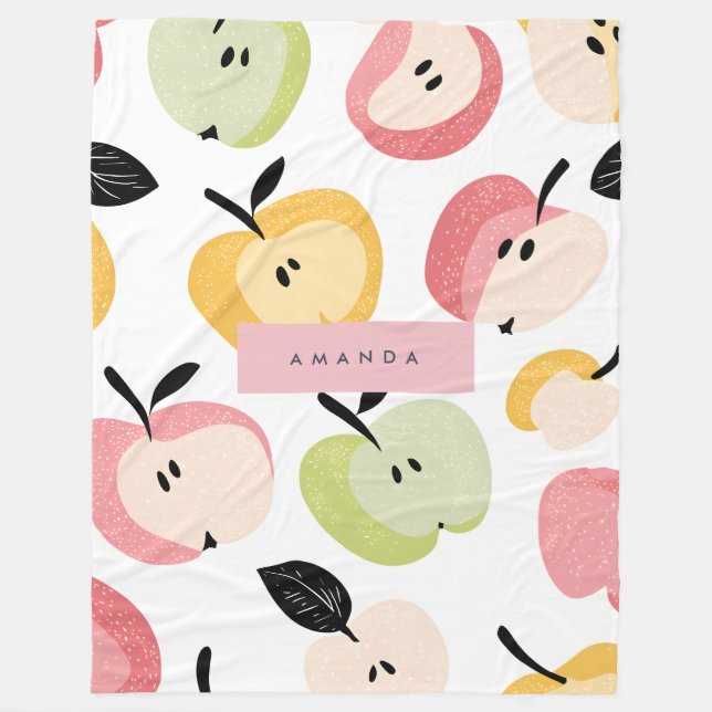 Personalized Colourful Cute Apple Pattern  Fleece Blanket (Front)