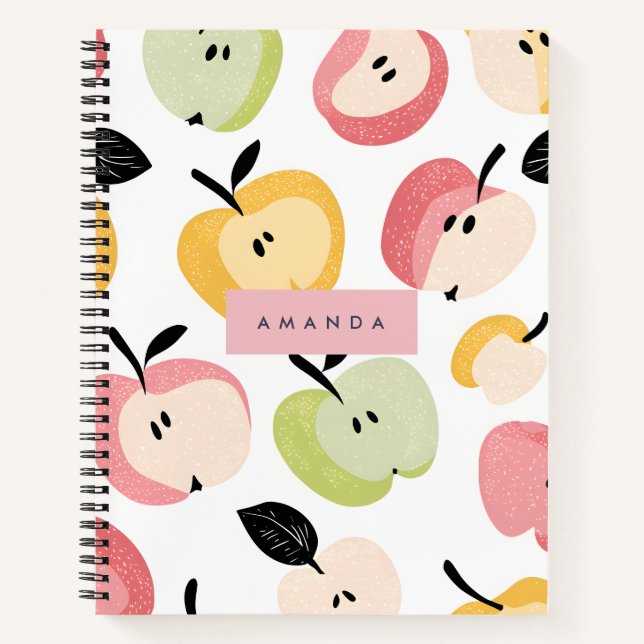 Personalized Colourful Cute Apple Pattern  Notebook (Front)