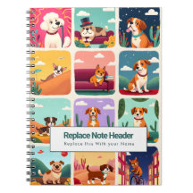 Personalized Colourful Cute Dogs Notebook