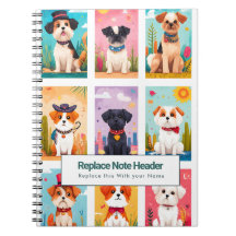 Personalized Colourful Cute Dogs Notebook