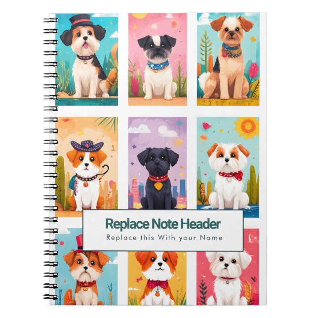 Personalized Colourful Cute Dogs Notebook (Front)