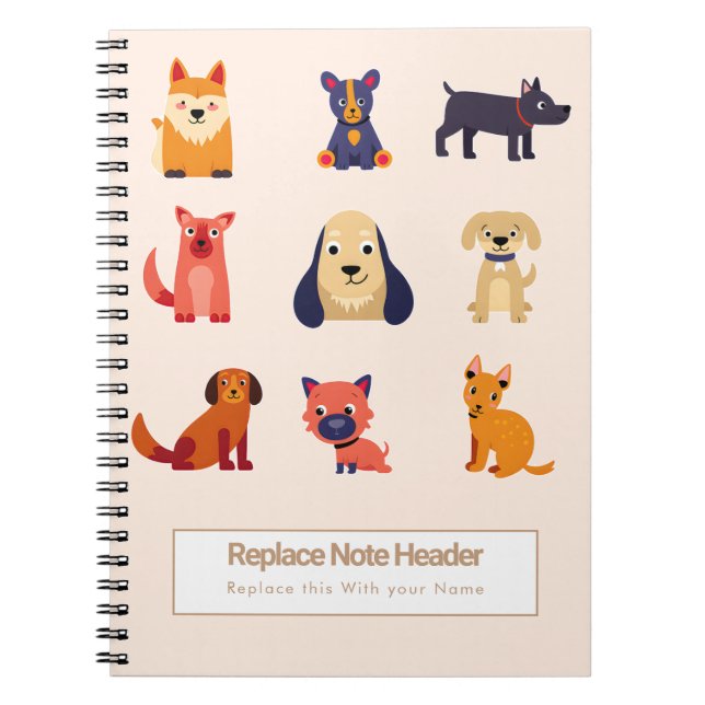 Personalized Colourful Cute Dogs Notebook (Front)