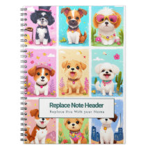 Personalized Colourful Cute Dogs Notebook