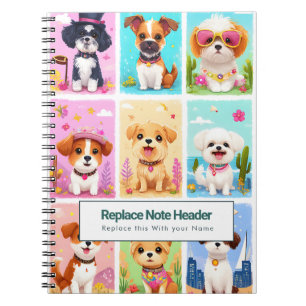 Personalized Colourful Cute Dogs Notebook