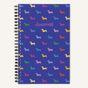 Personalized Colourful Dachshund Pattern Small Notebook