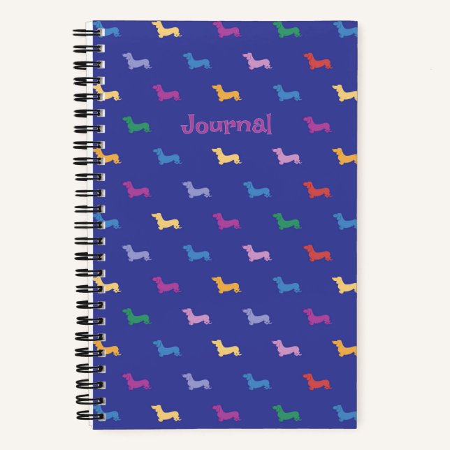 Personalized Colourful Dachshund Pattern Small Notebook (Front)