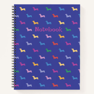 Personalized Colourful Dachshunds Pattern Large Notebook