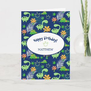 Personalized Colourful Dinosaur Pattern  Card