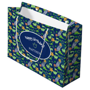 Personalized Colourful Dinosaur Pattern  Large Gift Bag