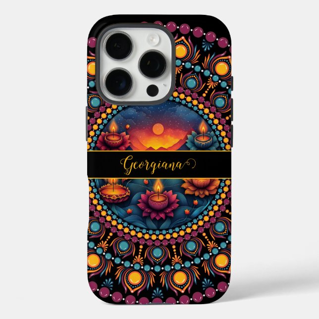 Personalized Colourful Diwali Festival Mandala Case-Mate iPhone Case (Back)