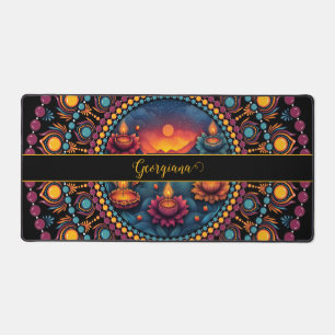 Personalized Colourful Diwali Festival Mandala Desk Mat