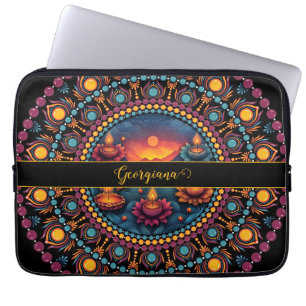 Personalized Colourful Diwali Festival Mandala Laptop Sleeve