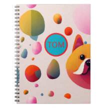 Personalized Colourful Dog & Shapes Kids Spiral