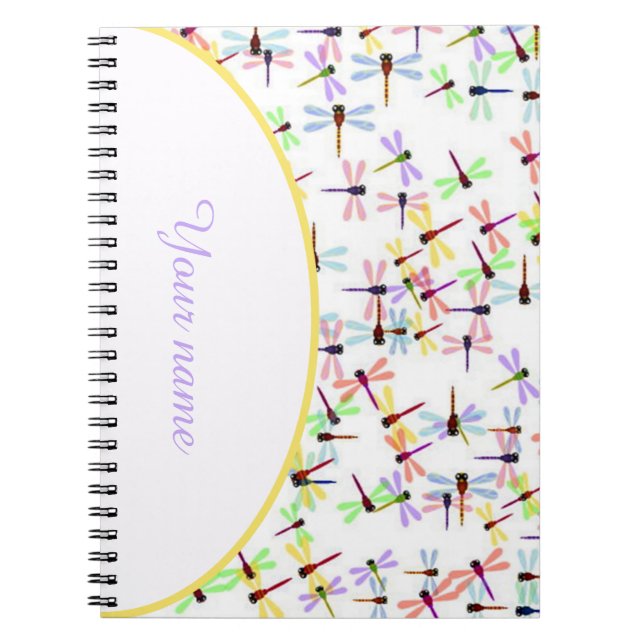 Personalized colourful dragonflies notebook (Front)
