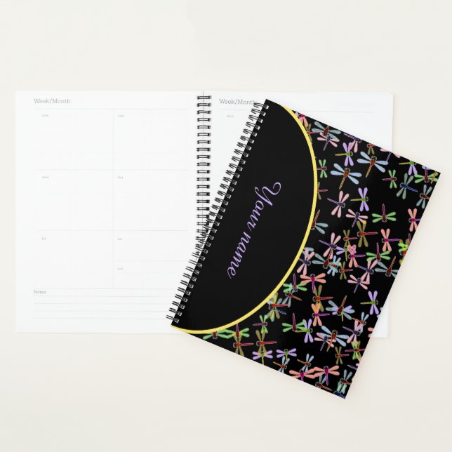 Personalized colourful dragonflies planner (Display)