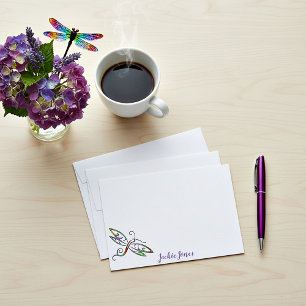 Personalized colourful dragonfly  card