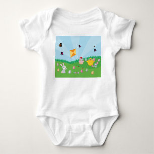 Personalized Colourful Easter Egg Hunt Bunny Chick Baby Bodysuit