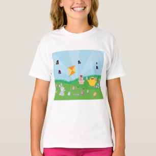 Personalized Colourful Easter Egg Hunt Bunny Chick T-Shirt