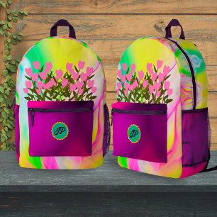 Personalized Colourful Floral Back-to-school Girls Printed Backpack