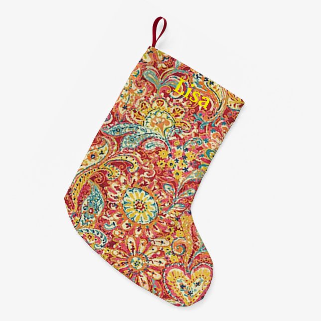 Personalized Colourful Floral Christmas Stocking (Front (Hanging))