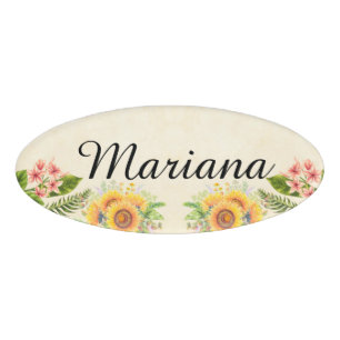 Personalized Colourful Floral Frame Name  Tag