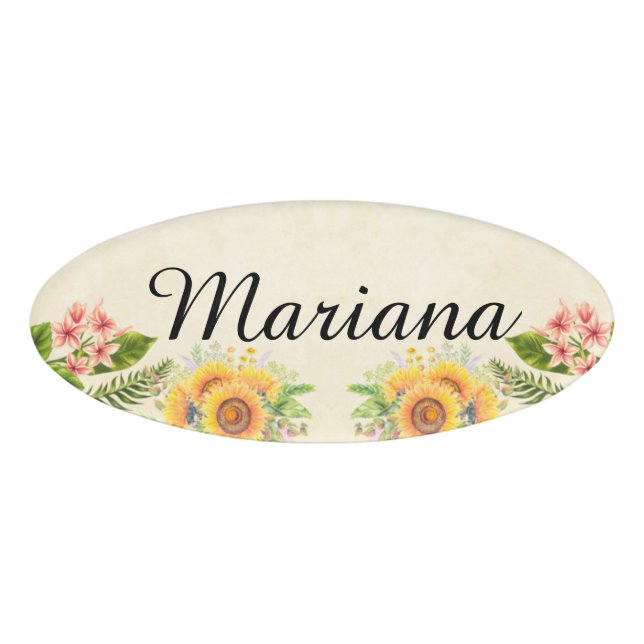 Personalized Colourful Floral Frame Name  Tag (Front)