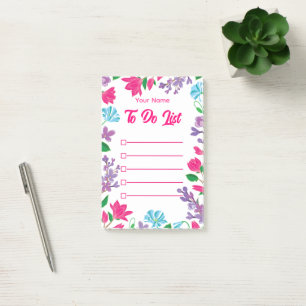 Personalized Colourful Floral Garden border Post-it Notes